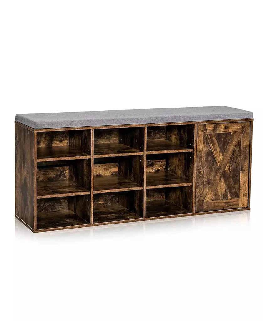 商品Costway|Shoe Bench with Padded Cushion 9-cube Adjustable Storage Shoe Rack,价格¥591,第1张图片