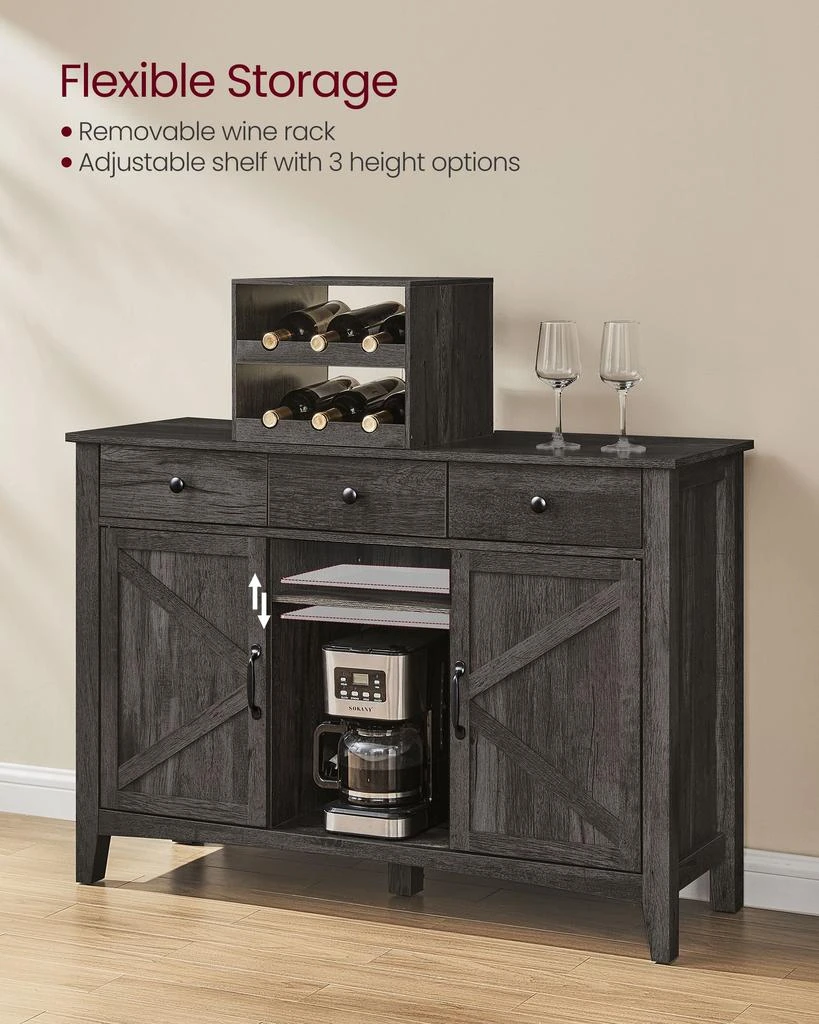商品BreeBe|Farmhouse Buffet Cabinet with Wine Rack Stone Gray,价格¥1499,第2张图片详细描述