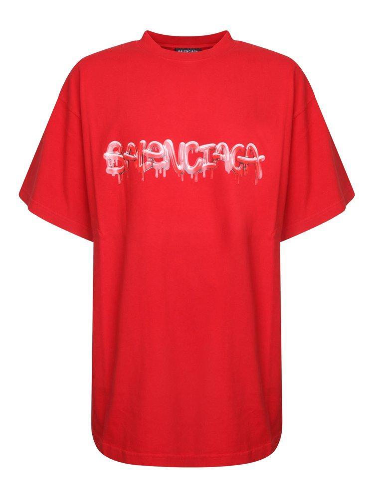 商品Balenciaga|Balenciaga Graffiti Logo Printed Crewneck T-Shirt,价格¥4412,第1张图片