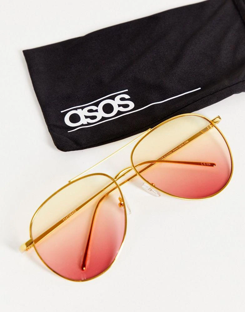 商品ASOS|ASOS DESIGN oversized aviator fashion glasses in ombre,价格¥82,第4张图片详细描述