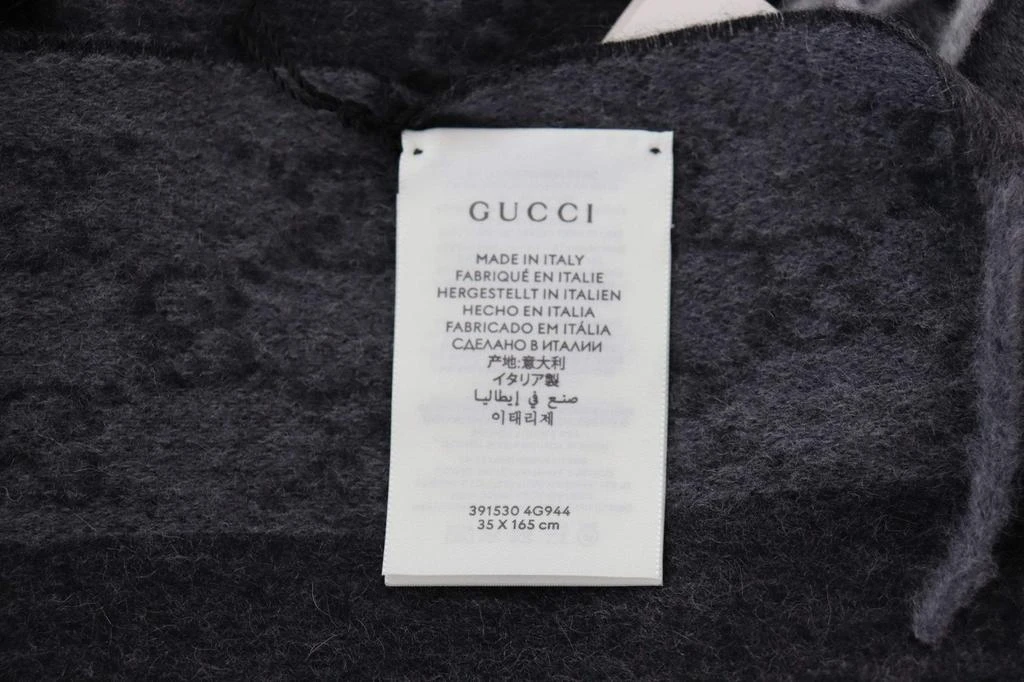 商品Gucci|Gucci Dark Grey Cashmere & Wool Paneled GG Logo Scarf,价格¥4560,第2张图片详细描述