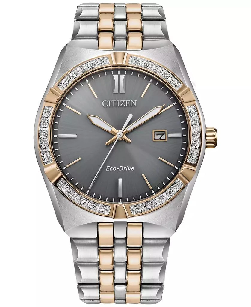 商品Citizen|Eco-Drive Men's Corso Diamond (1/10 ct. t.w.) Two-Tone Stainless Steel Bracelet Watch 40mm,价格¥3862,第1张图片