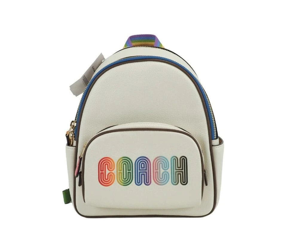 商品Coach|COACH (CA624) Mini Court Signature Rainbow Logo Chalk Multi Shoulder Backpack,价格¥2832,第1张图片