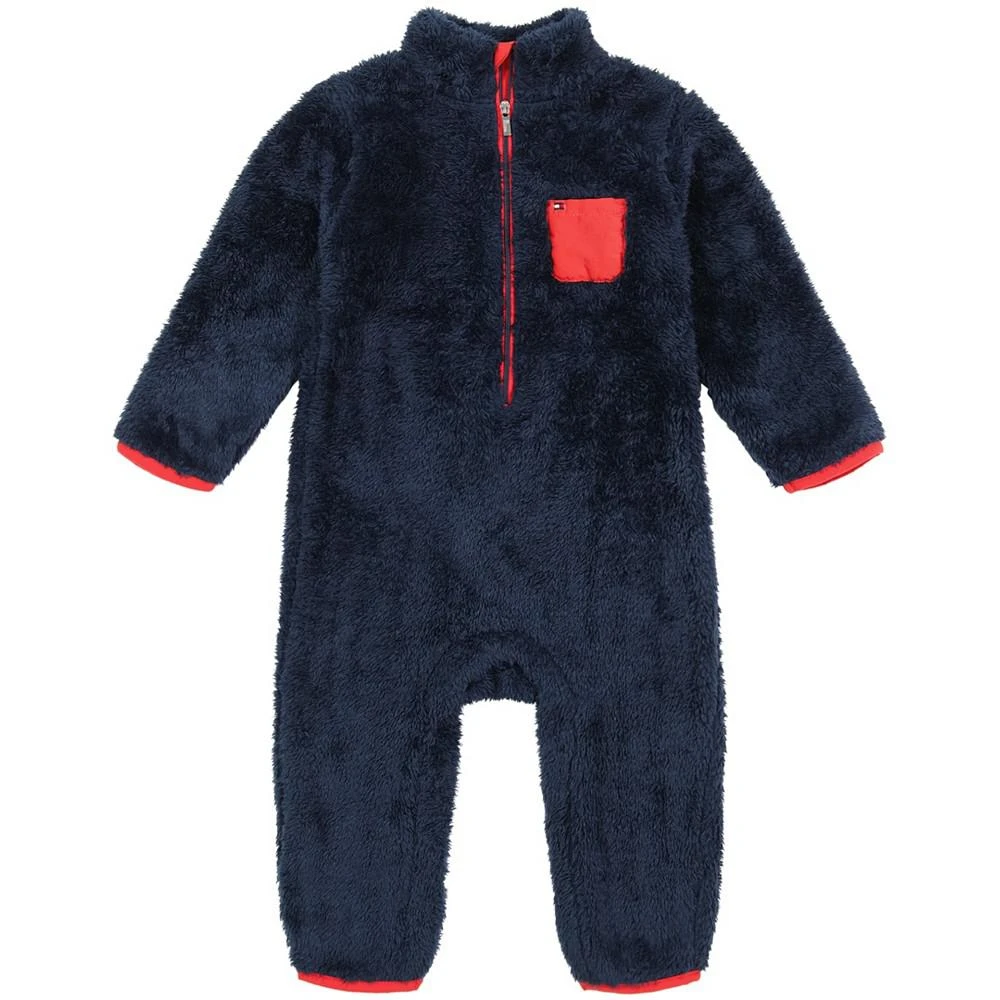 商品Tommy Hilfiger|Baby Boys Semi-Zip Tipped Sherpa Coverall,价格¥128,第1张图片