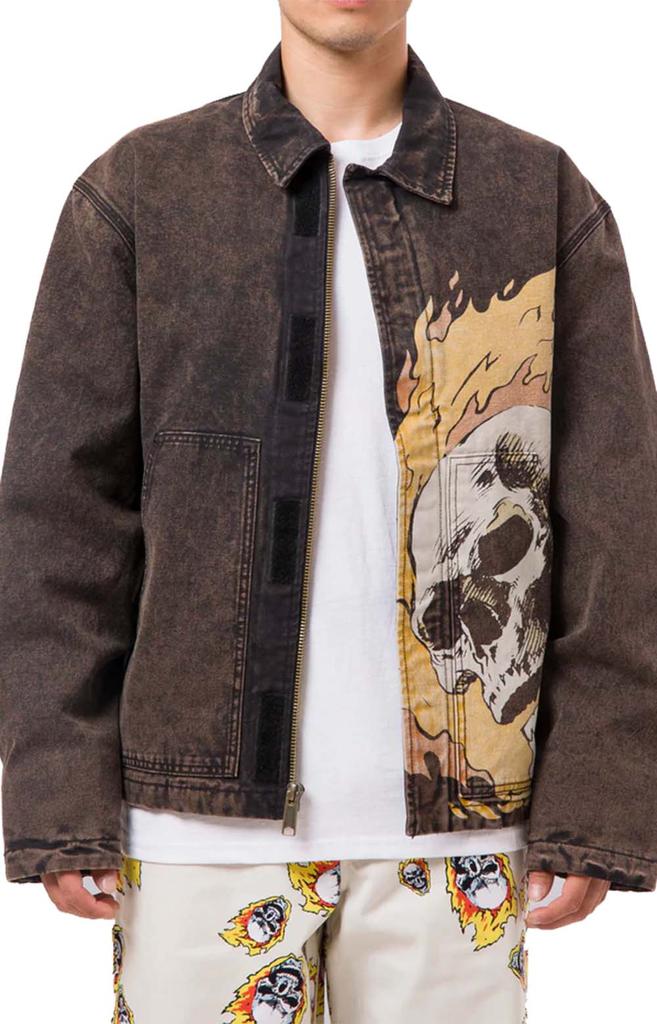 HUF]HUF夹克|x Marvel Ghost Rider Work Jacket - Washed Black 100 