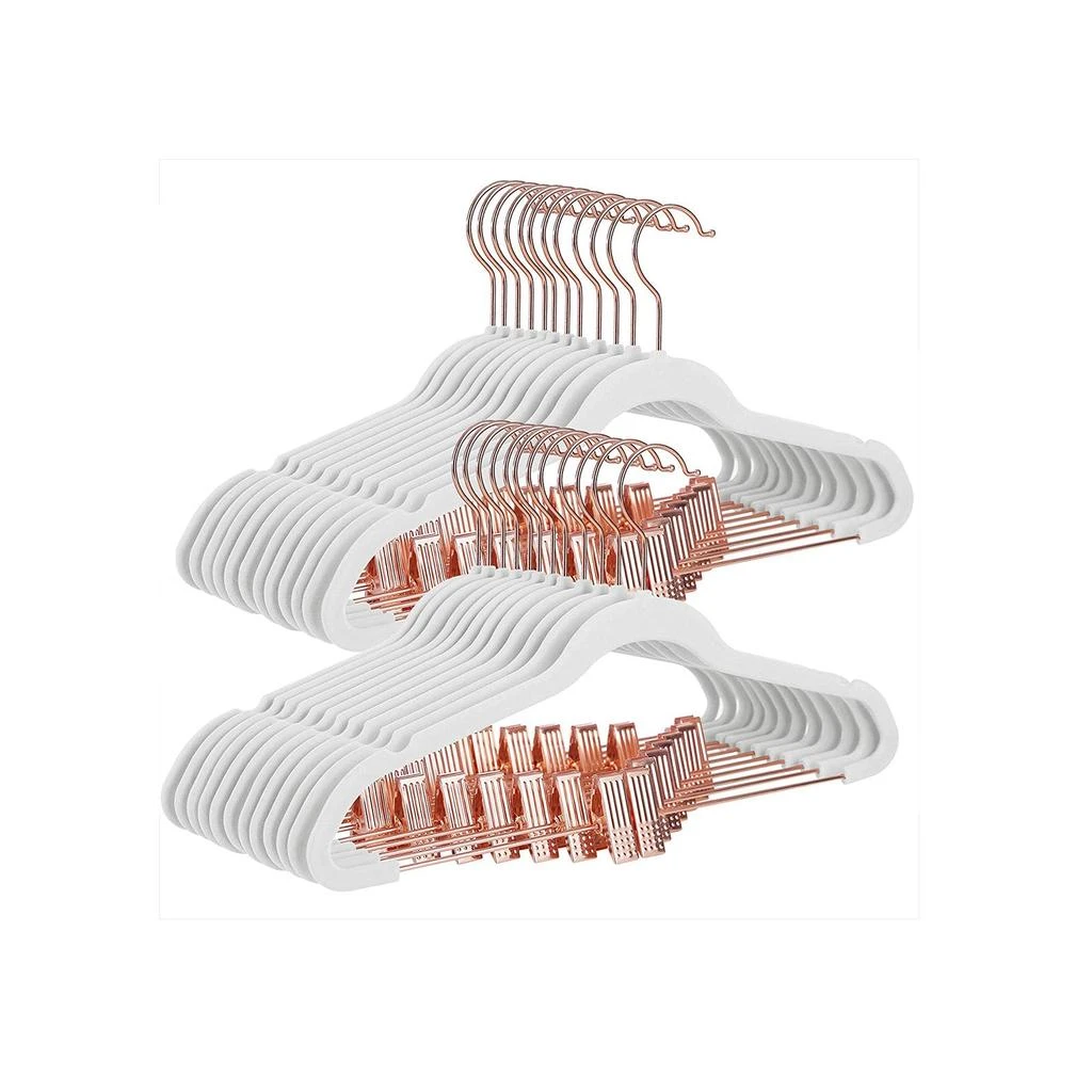 商品BreeBe|White 24-Pack Velvet Coat Hangers with Movable Clips,价格¥575,第1张图片