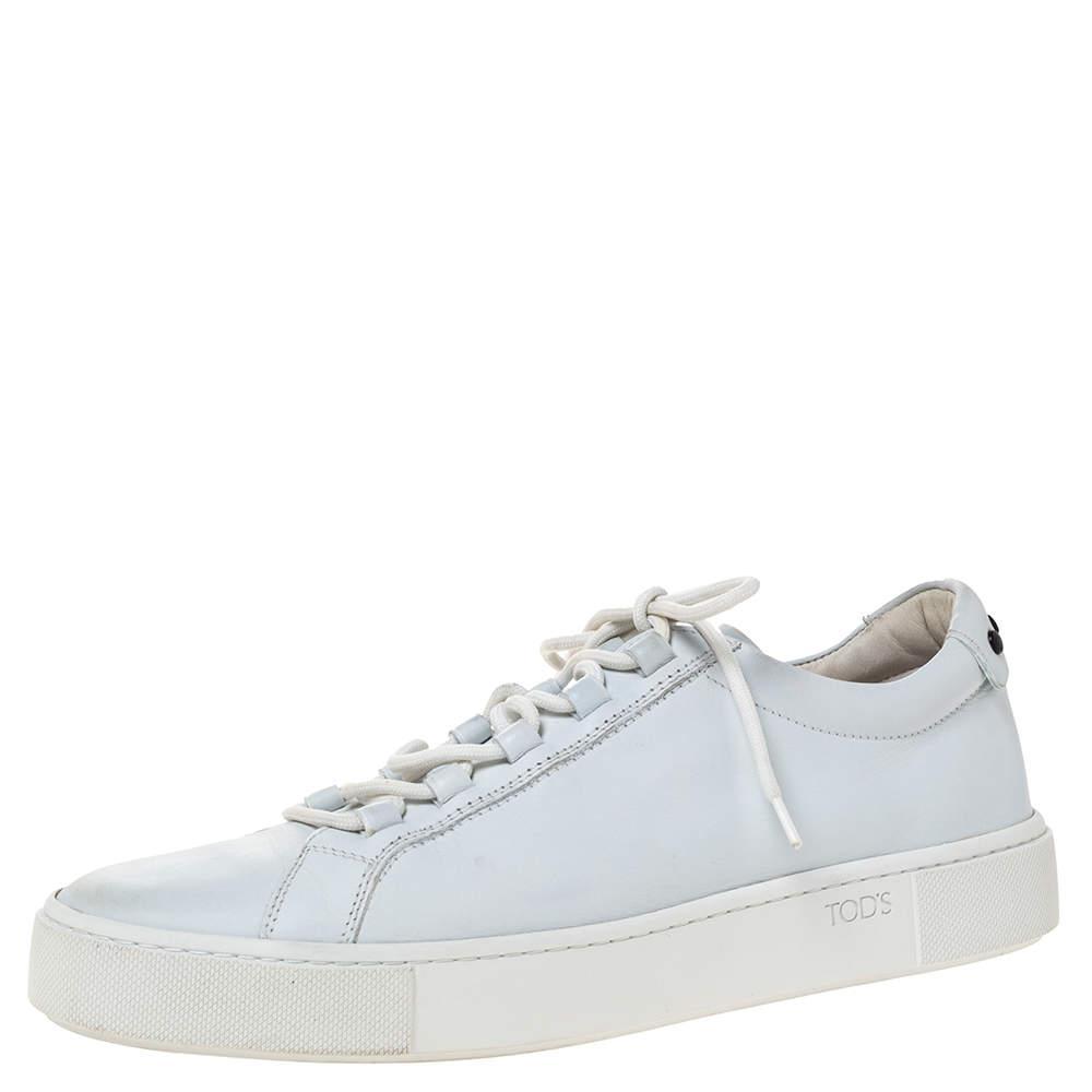 商品[二手商品] Tod's|Tod's White Leather Low Top Lace Up Sneakers Size 39.5,价格¥1164,第1张图片