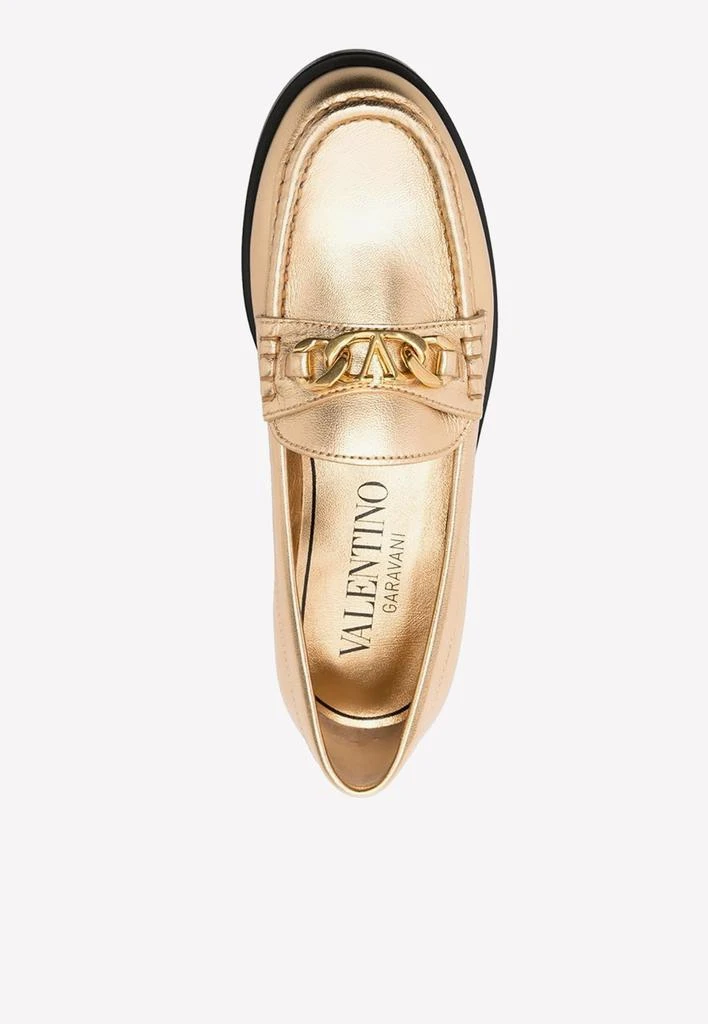 商品Valentino|VLogo Chain Loafers in Metallic Nappa Leather,价格¥10190,第3张图片详细描述