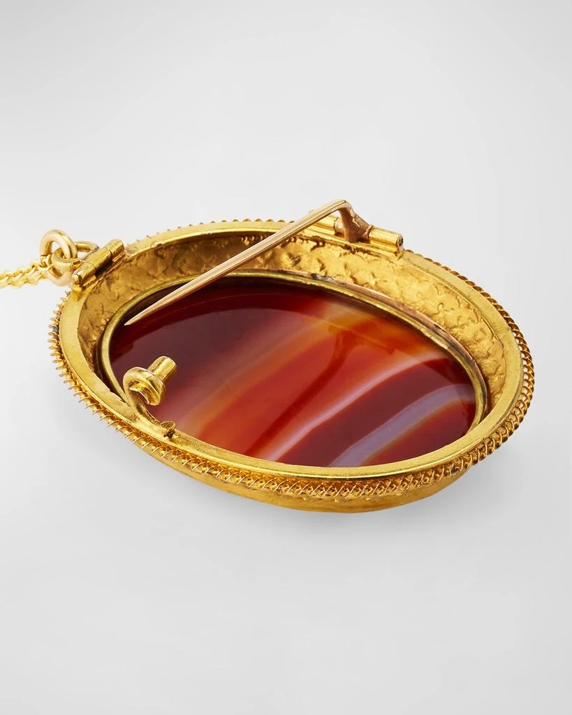 Estate 18K and 14K Yellow Gold Agate Victorian Brooch Pendant Necklace 商品