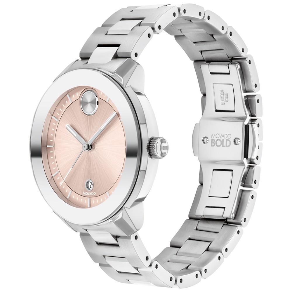 Women's Bold Verso Swiss Quartz Silver-Tone Stainless Steel Bracelet Watch 38mm商品第2张图片规格展示