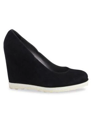商品[二手商品] Stuart Weitzman|Stuart Weitzman Wedge Pumps In Black Suede Heels Pumps,价格¥715,第1张图片