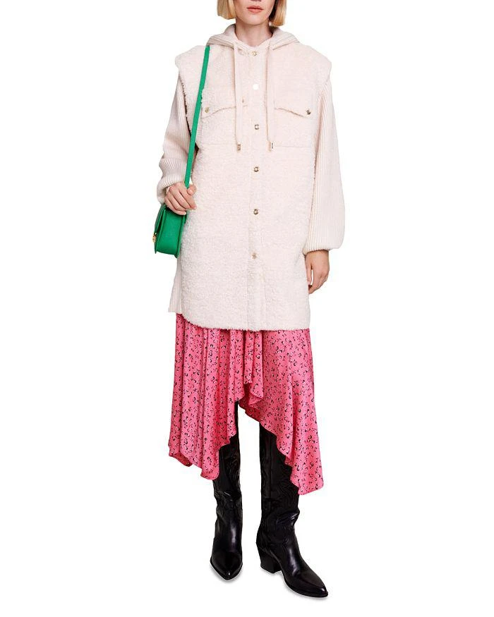 商品Maje|Gellya Mixed Media Hooded Coat,价格¥2841,第2张图片详细描述
