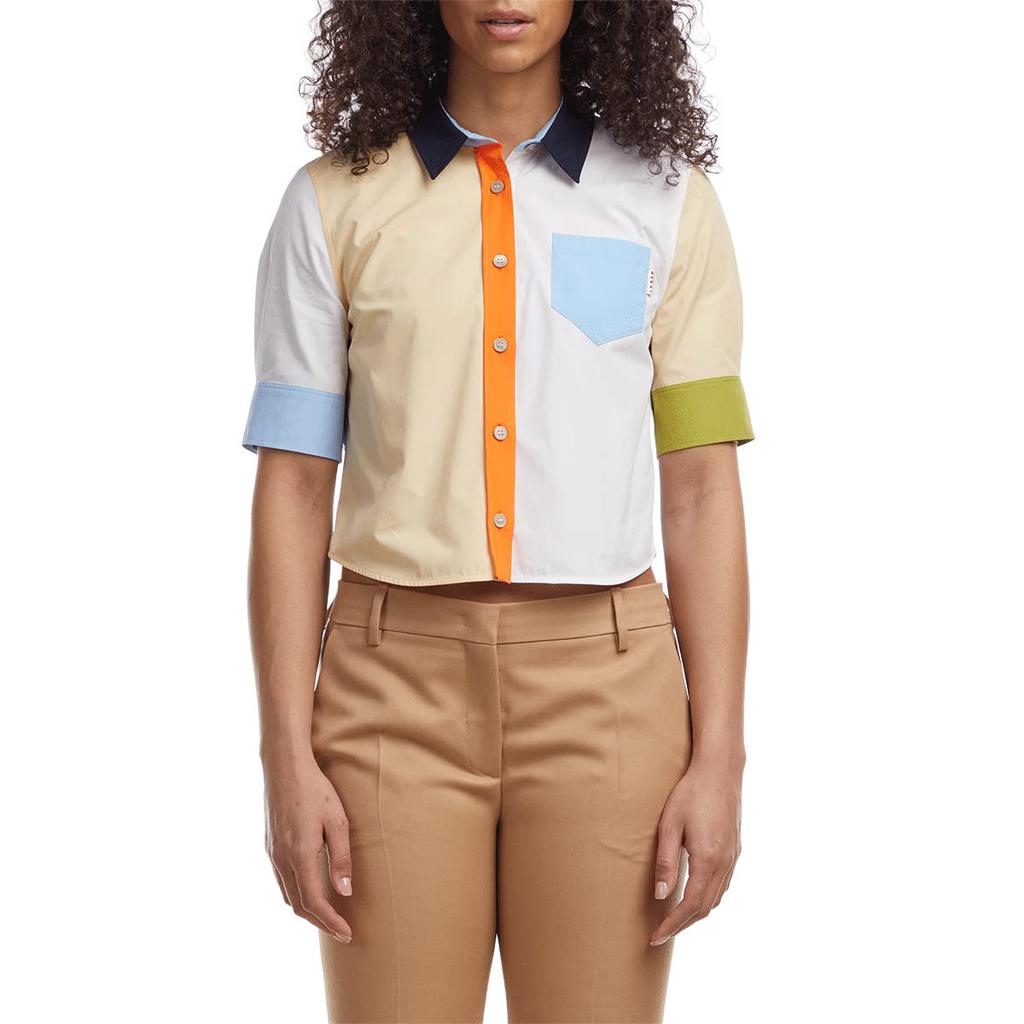 Color-Block Cropped Shirt商品第1张图片规格展示