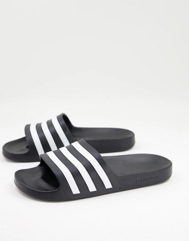 商品Adidas|adidas Swim Adilette white stripe sliders in black,价格¥187,第4张图片详细描述