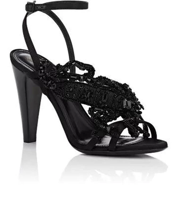 商品Alberta Ferretti|Beaded Satin Ankle-Strap Sandals,价格¥3714,第2张图片详细描述