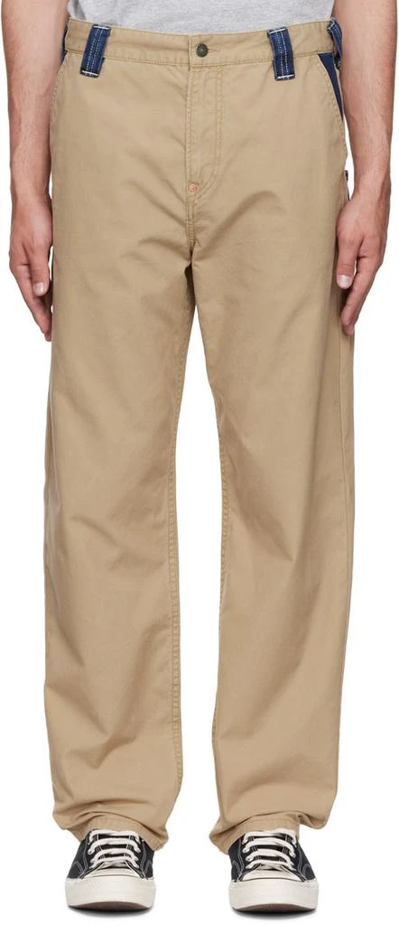 商品Evisu|Beige Cotton Trousers,价格¥784,第1张图片