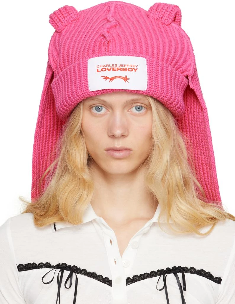 商品Charles Jeffrey Loverboy|Pink Chunky Rabbit Beanie,价格¥1082,第1张图片