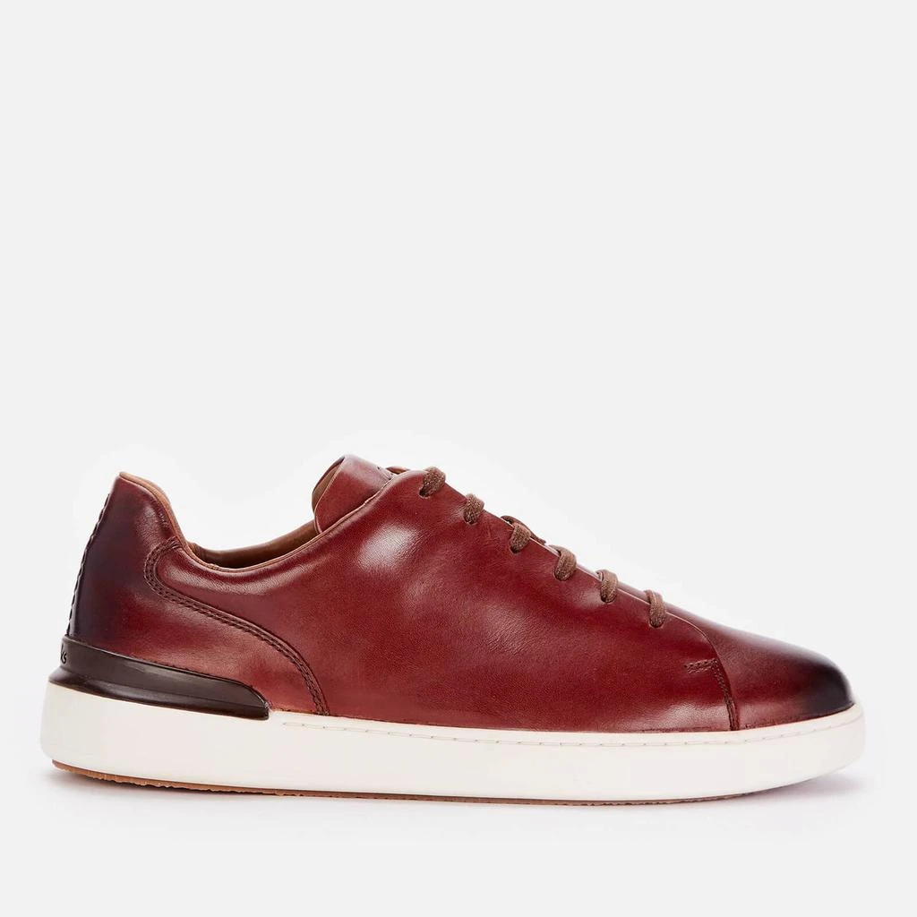 商品Clarks|CLARKS MEN'S COURTLITE LACE LEATHER CUPSOLE TRAINERS - DARK TAN,价格¥468,第1张图片