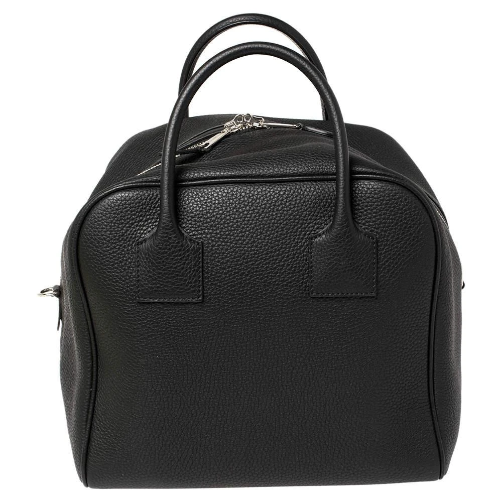 商品Burberry|Burberry Black Leather Medium Cube Duffle Bag,价格¥8540,第4张图片详细描述