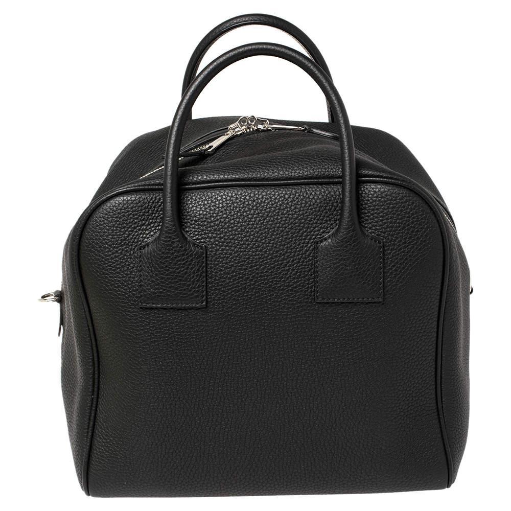 商品Burberry|Burberry Black Leather Medium Cube Duffle Bag,价格¥8159,第6张图片详细描述