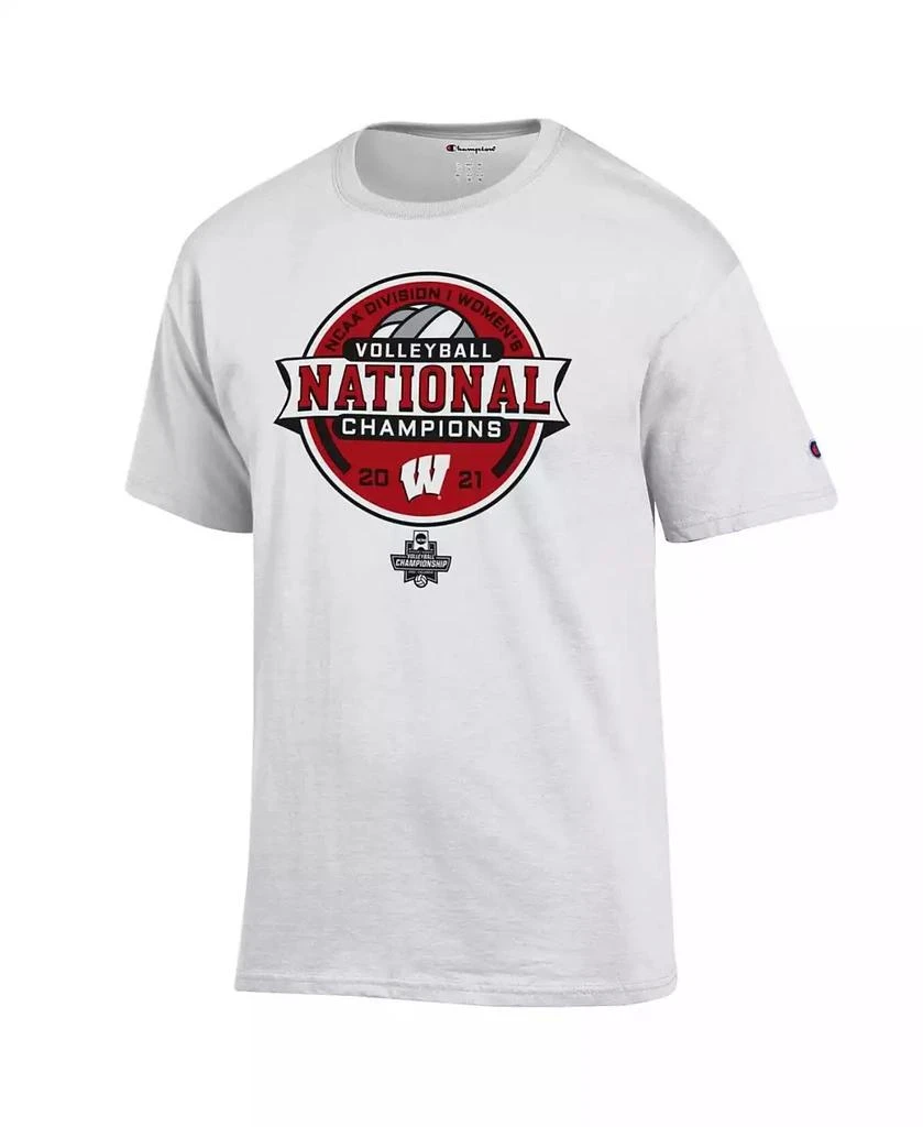 商品CHAMPION|Men's White Wisconsin Badgers 2021 Women's Volleyball National Champions Locker Room T-shirt,价格¥193,第2张图片详细描述