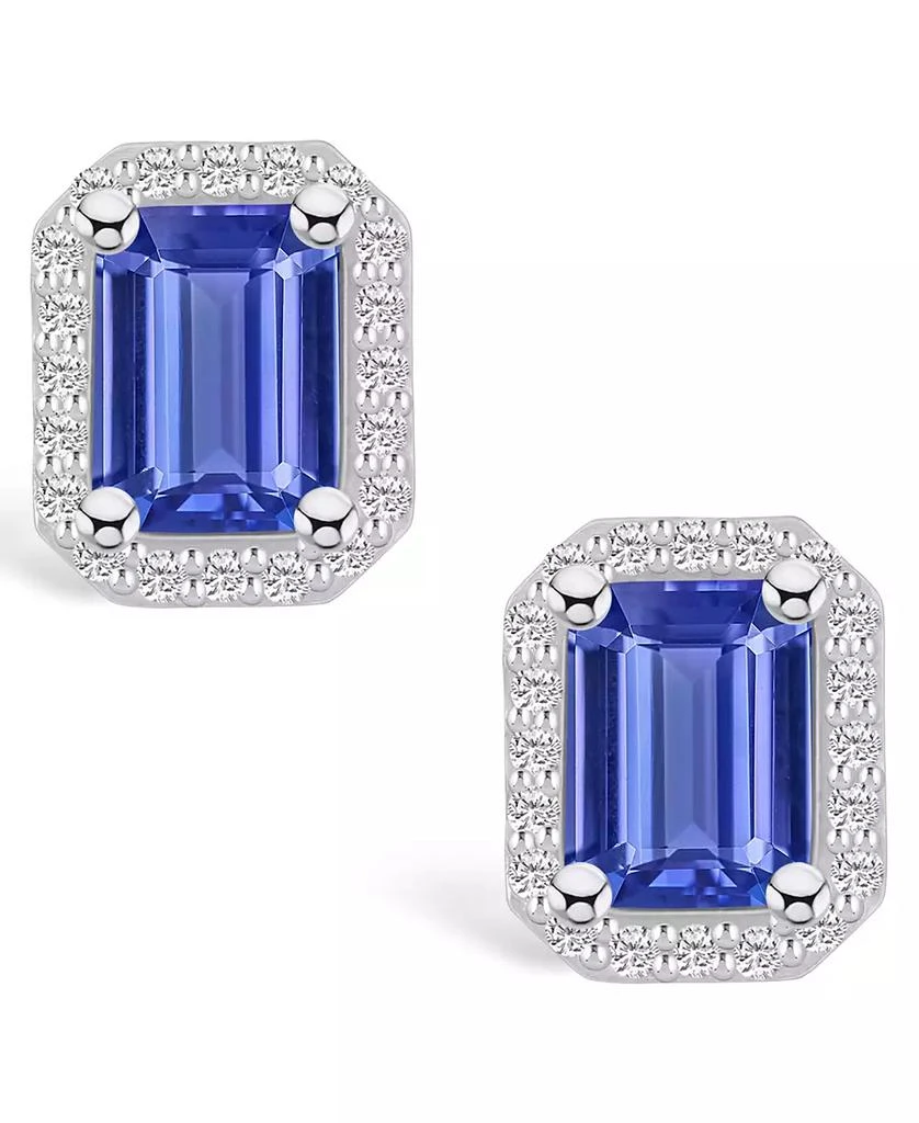 商品Macy's|Tanzanite (3-1/5 Ct. t.w.) and Diamond (3/8 Ct. t.w.) Halo Stud Earrings,价格¥19631,第3张图片详细描述