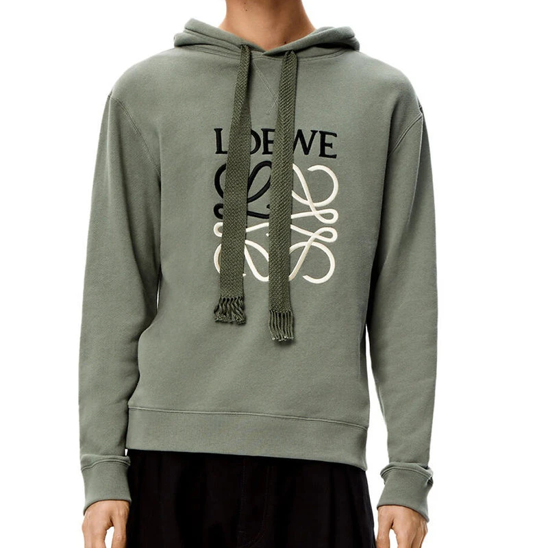 商品Loewe|【预售3-7天】LOEWE/罗意威 22年早春新款 男士旧军绿色棉质抓绒Anagram Logo刺绣连帽衫卫衣H526Y25X02-4640,价格¥5715,第1张图片