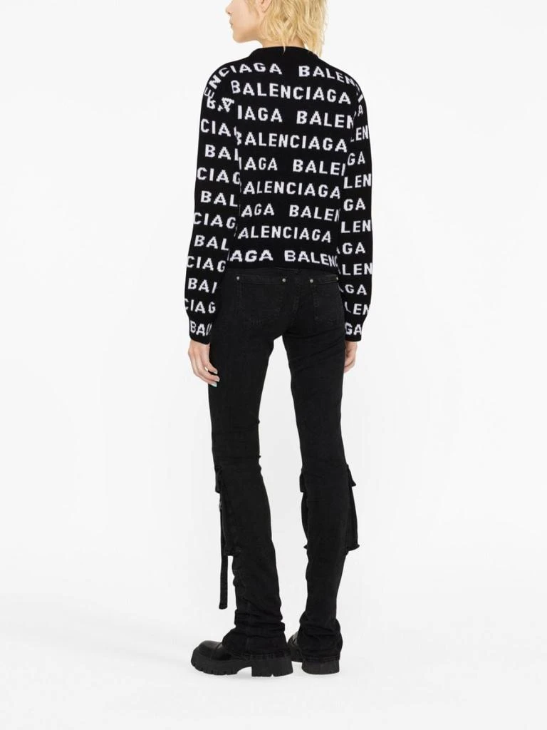 商品Balenciaga|BALENCIAGA - Allover Logo Wool Cropped Sweater,价格¥8546,第2张图片详细描述