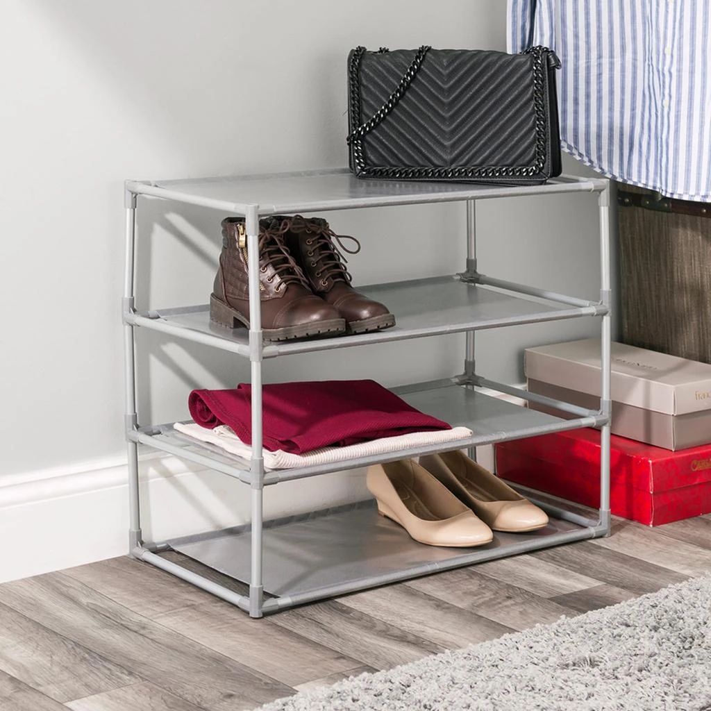 商品Home Basics|Home Basics 12 Pair Non-Woven Multi-Purpose Stackable Free-Standing Shoe Rack, Grey,价格¥135,第2张图片详细描述