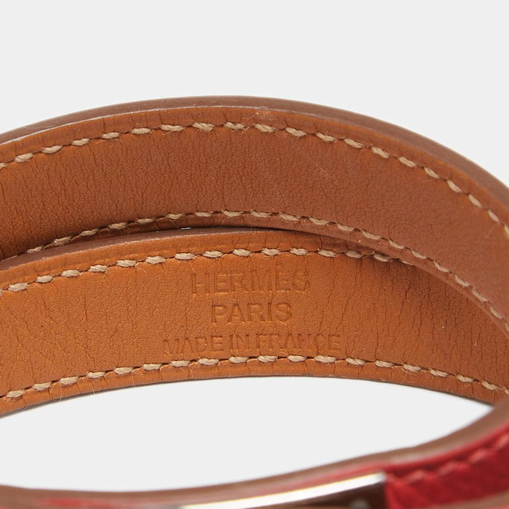商品[二手商品] Hermes|Hermès Coral Red Palladium Plated Kelly Double Tour Wrap Bracelet M,价格¥2460,第4张图片详细描述