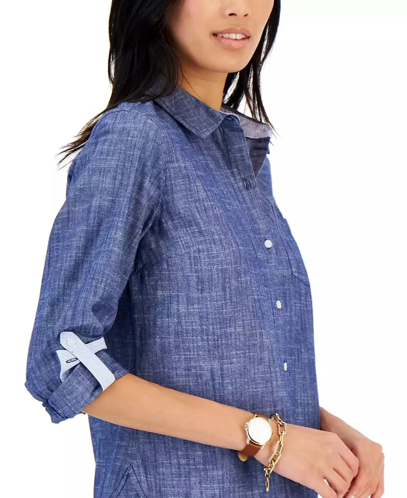 商品Tommy Hilfiger|Women's Cotton Printed Roll-Tab Utility Shirt,价格¥531,第3张图片详细描述