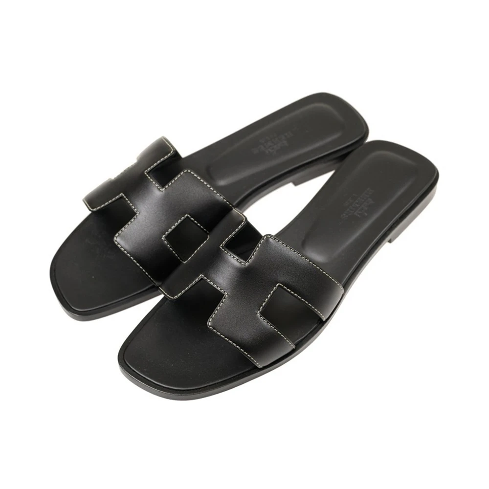 HERMèS 黑色女士露趾平底拖鞋 SANDAL8938NEW 商品