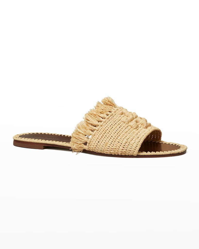 商品Tory Burch|Eleanor Raffia Double T Slide Sandals,价格¥2411,第4张图片详细描述