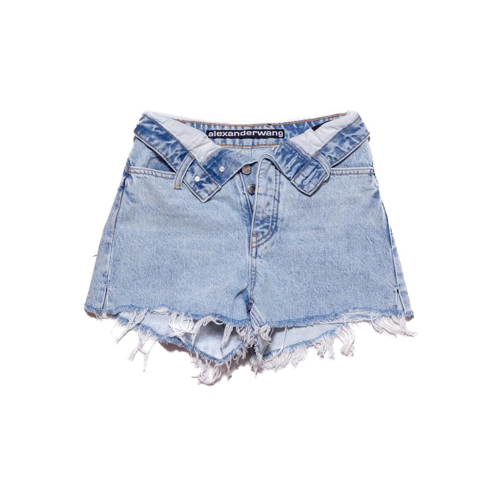 Alexander Wang Bite Boxer-Panel Denim Shorts Blue商品第1张图片规格展示