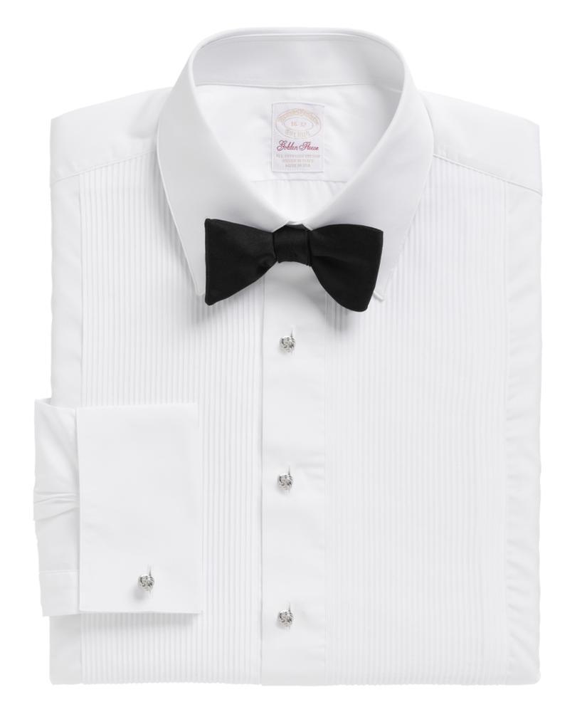 商品Brooks Brothers|Golden Fleece® Madison Fit Swiss Pleat Tennis Collar French Cuff Tuxedo Shirt,价格¥1665,第1张图片