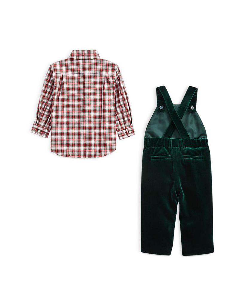 Boys' Plaid Shirt & Velvet Overalls Set - Baby商品第2张图片规格展示
