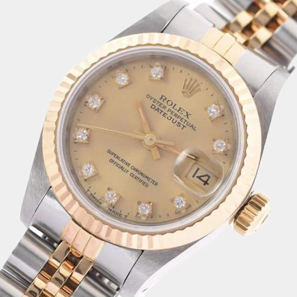 Rolex Champagne Diamond 18K Yellow Gold And Stainless Steel Datejust 69173G Automatic Women's Wristwatch 26 mm商品第2张图片规格展示