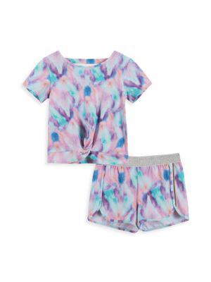 Little Girl's 2-Piece Twist T-Shirt & Shorts Set商品第1张图片规格展示