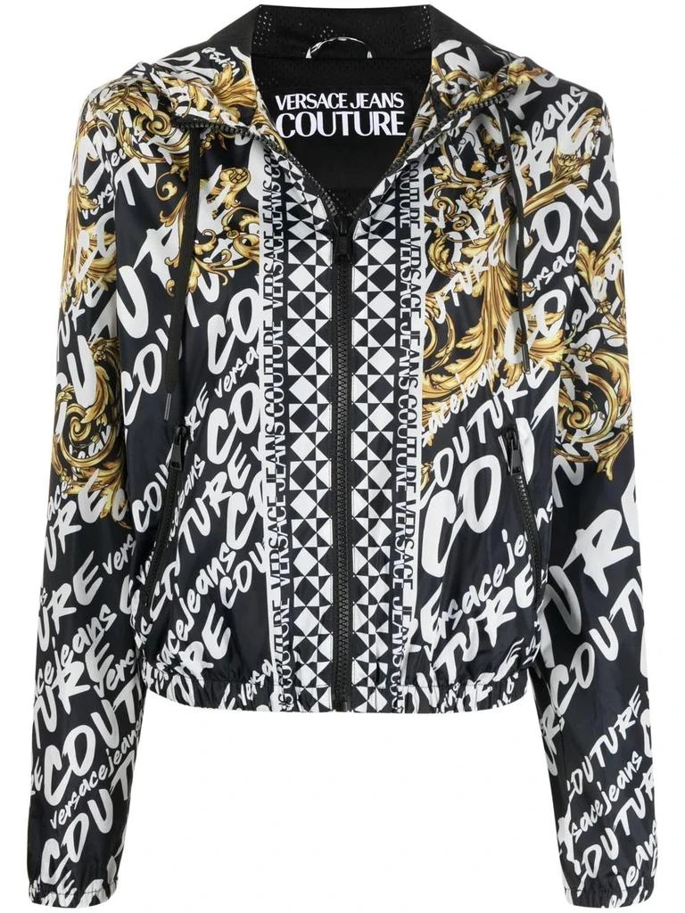 商品Versace|VERSACE WOMEN Baroque Print All Over Logo Zip Up Jacket Black,价格¥3394,第1张图片