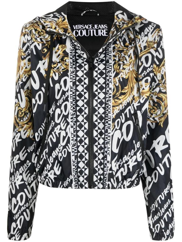 商品Versace|VERSACE WOMEN Baroque Print All Over Logo Zip Up Jacket Black,价格¥3107,第1张图片