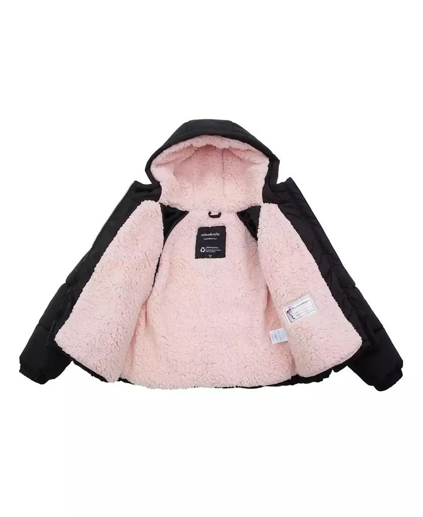 商品Rokka&Rolla|Girls Heavyweight Puffer Jacket Sherpa Lined Bubble Coat,价格¥370,第4张图片详细描述