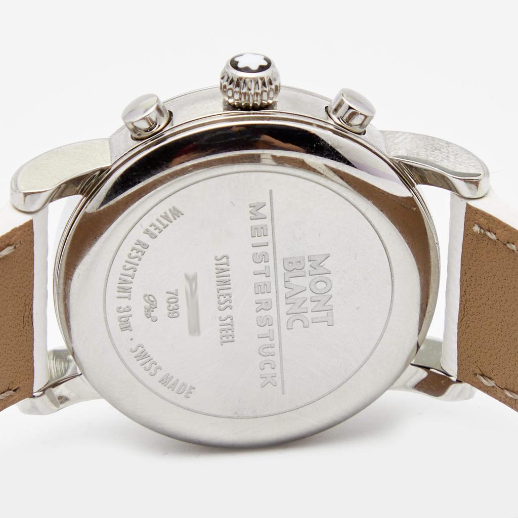 Montblanc White Stainless Steel Leather Mini Star 7039 Women's Wristwatch 32 mm商品第4张图片规格展示