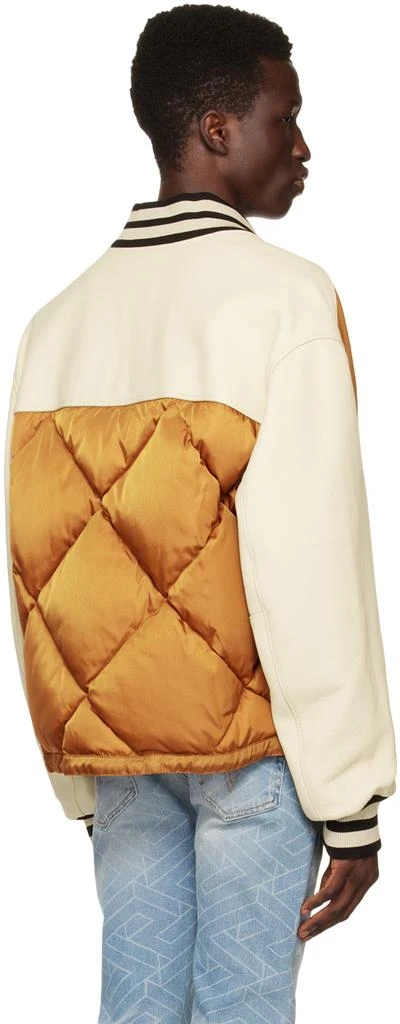 商品Versace|Tan & Off-White Varsity Down Bomber Jacket,价格¥9439,第3张图片详细描述