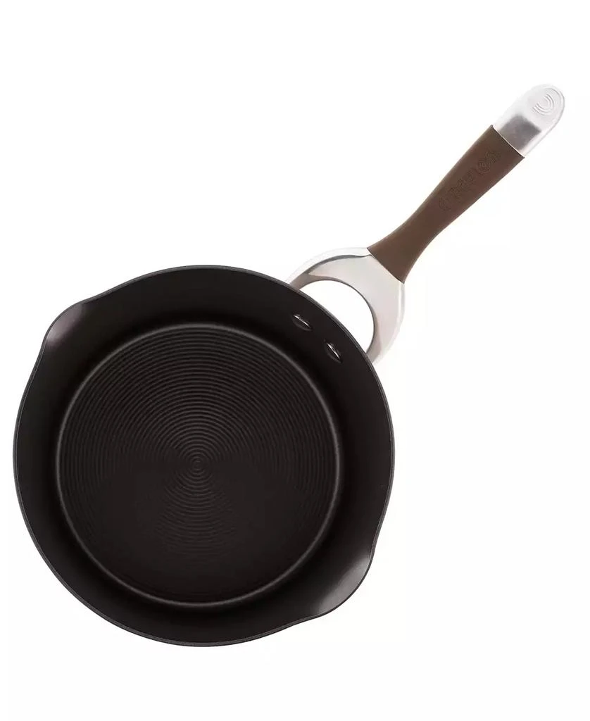 商品Circulon|Symmetry Hard-Anodized Nonstick Induction Straining Sauce Pan with Lid, 3.5-Quart, Chocolate,价格¥866,第2张图片详细描述