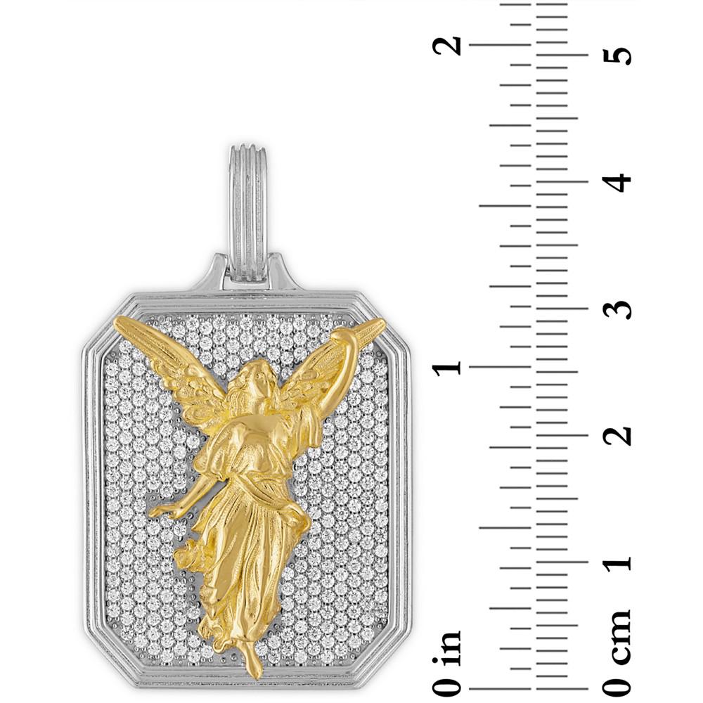 Cubic Zirconia Angel Amulet Pendant in Sterling Silver and 14k Gold-Plated Silver, Created for Macy's商品第3张图片规格展示