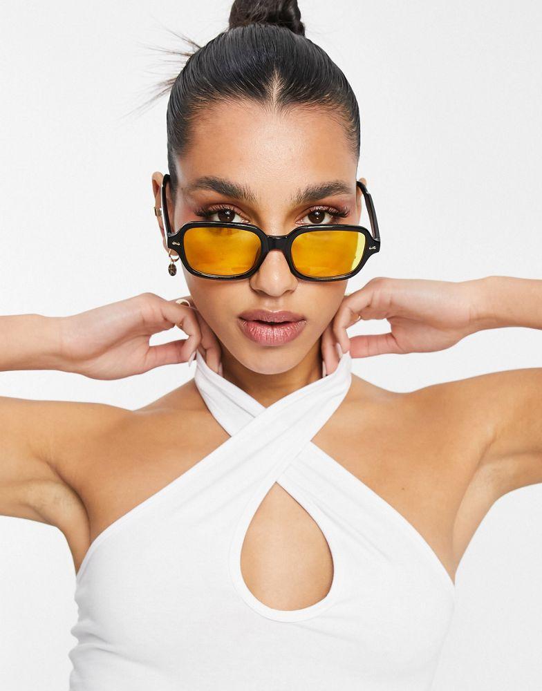 商品ASOS|ASOS DESIGN square sunglasses in black with yellow lens,价格¥120,第1张图片