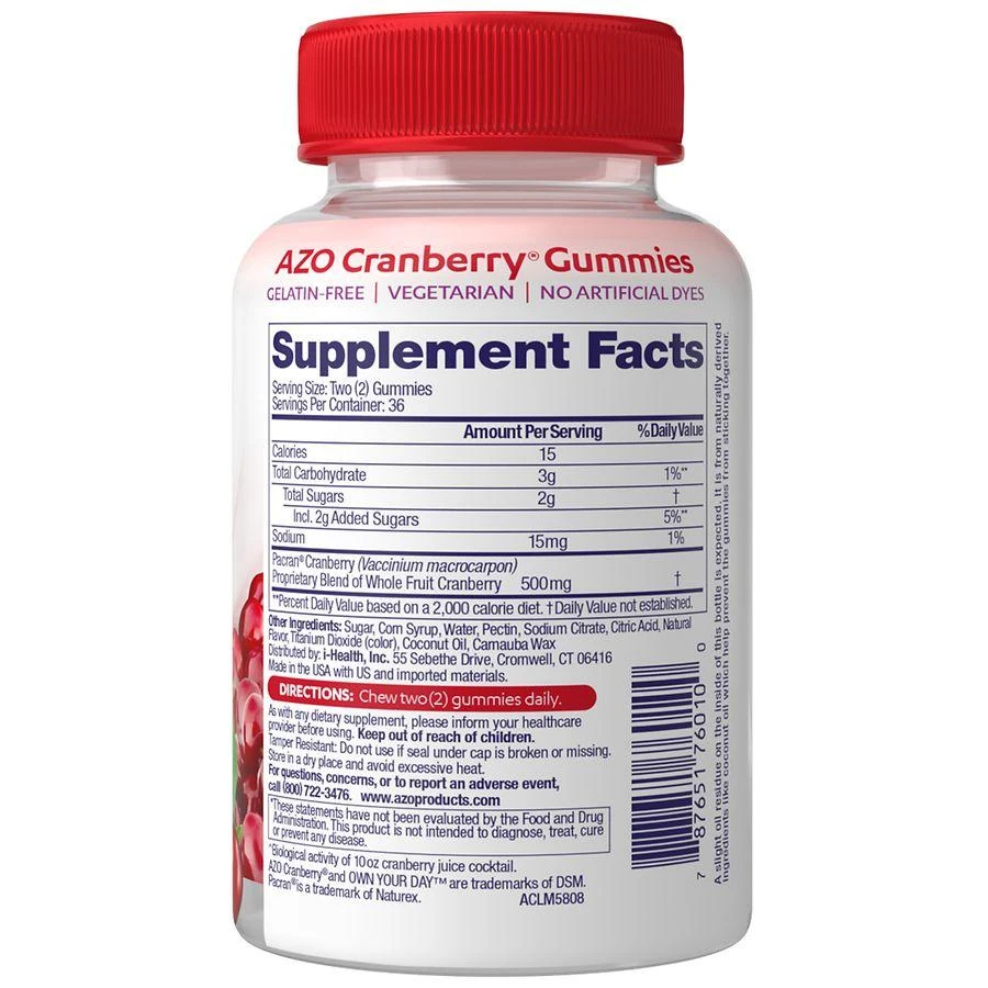 商品AZO|Cranberry Urinary Tract Health, Dietary Supplement, Gummies Mixed Berry,价格¥149,第2张图片详细描述
