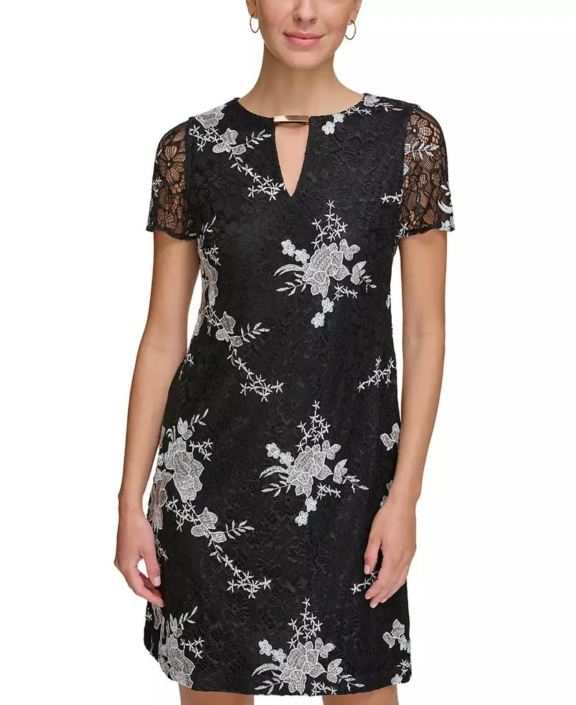 商品Kensie|Women's Short-Sleeve Embroidered-Lace Sheath Dress,价格¥1106,第4张图片详细描述