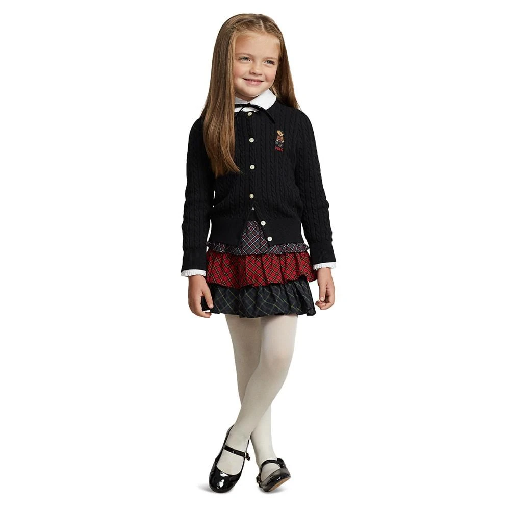 商品Ralph Lauren|Toddler and Little Girls Polo Bear Mini-Cable Cotton Cardigan,价格¥197,第1张图片