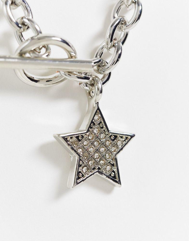 商品Reclaimed Vintage|Reclaimed Vintage inspired unisex Y2K necklace with star in silver,价格¥121,第5张图片详细描述